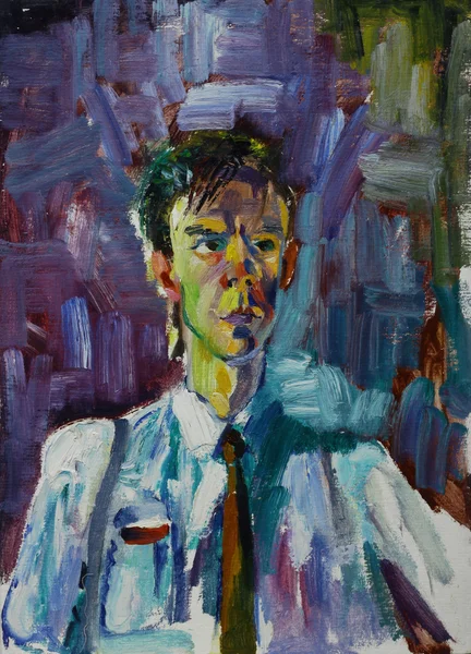 Ritratto dipinto ad olio con ritratto maschile in colori vivaci — Foto Stock