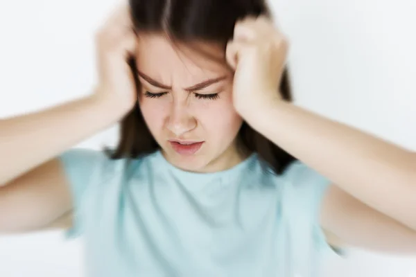 A picture of an adult young woman having headache — Stock Photo, Image