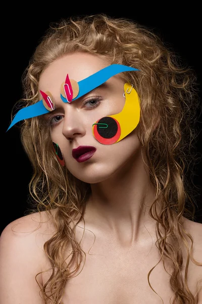 Kreatives Make-up mit buntem Papier — Stockfoto