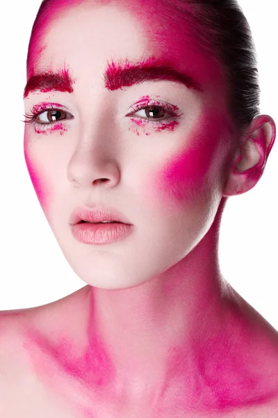 창의적인 핑크 소녀 메이크업 — 스톡 사진