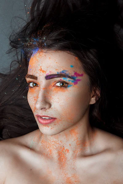 Girl with bright creative makeup — Stock Photo, Image