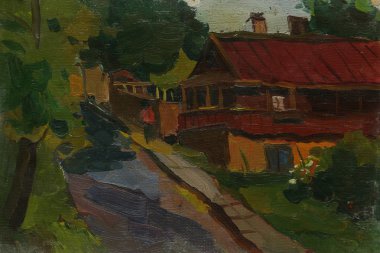 Tuval üzerinde güzel orijinal yağlı boya peyzaj