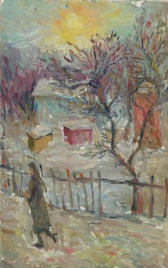 Tuval üzerinde güzel orijinal yağlı boya peyzaj