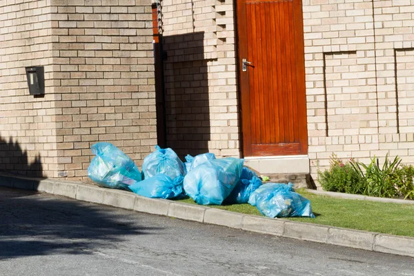 Recyclable waste awaiting collection outside a gated community in George South Africa