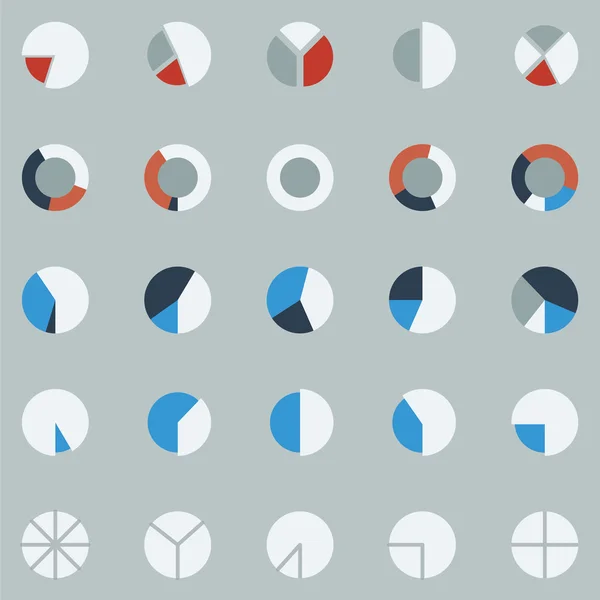Segmentet cirkeldiagram Ikonuppsättning, cirkel diagram, business ikoner. — Stock vektor