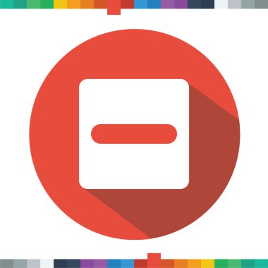 Düz eksi işareti simgesi. Negatif sembol. Uzun bir gölge ile bir dikdörtgen.