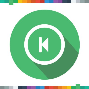 Düz atlamak geriye dönük medya kontrol Icon cercle uzun bir gölge ile.