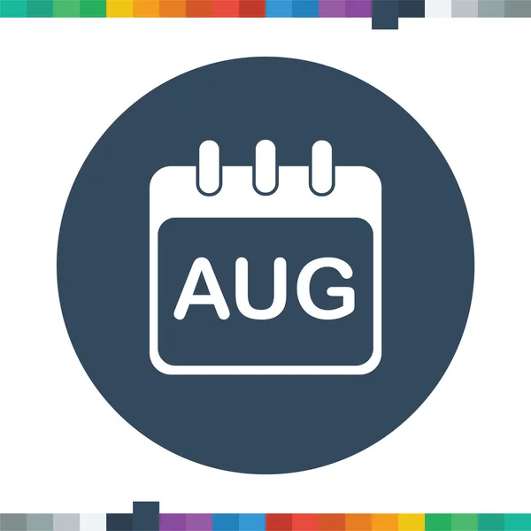 Pictograma calendar plat, luna august . — Vector de stoc