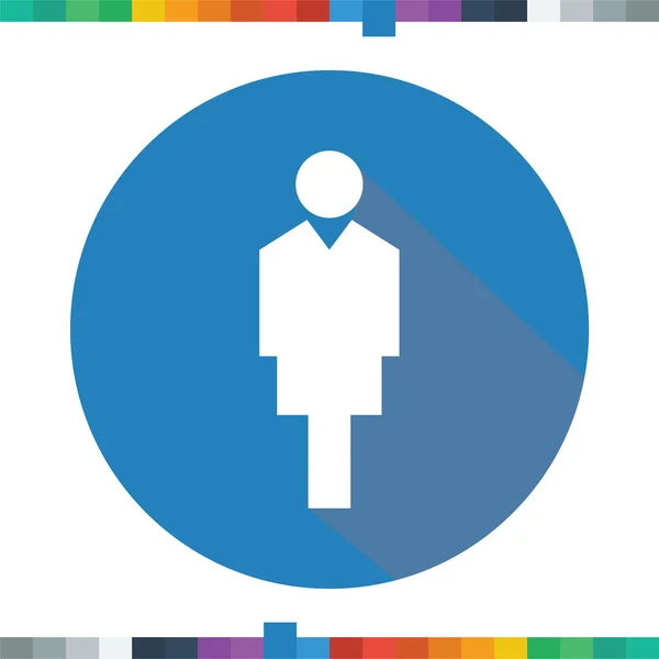 Icono de hombre plano en un círculo azul con una larga sombra — Vector de stock