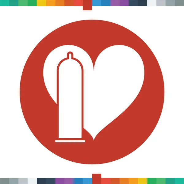 Презерватив с иконой сердца . — стоковый вектор