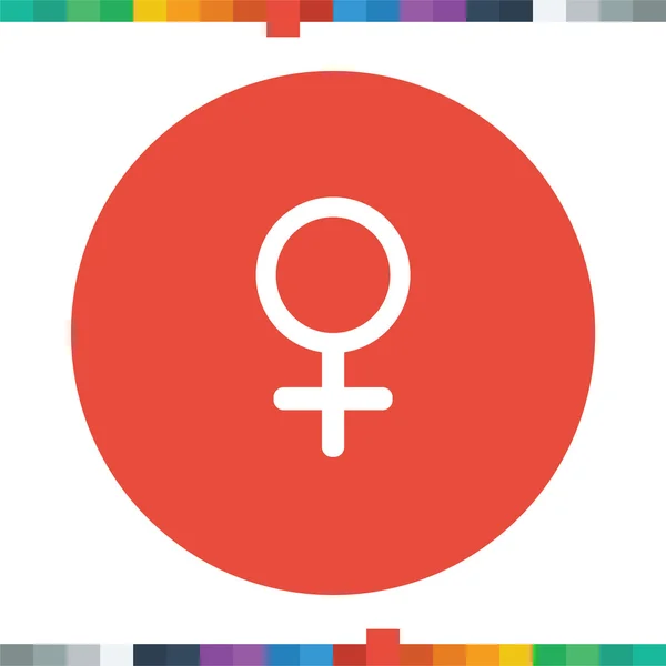 Signo femenino plano icono en un círculo rojo . — Vector de stock