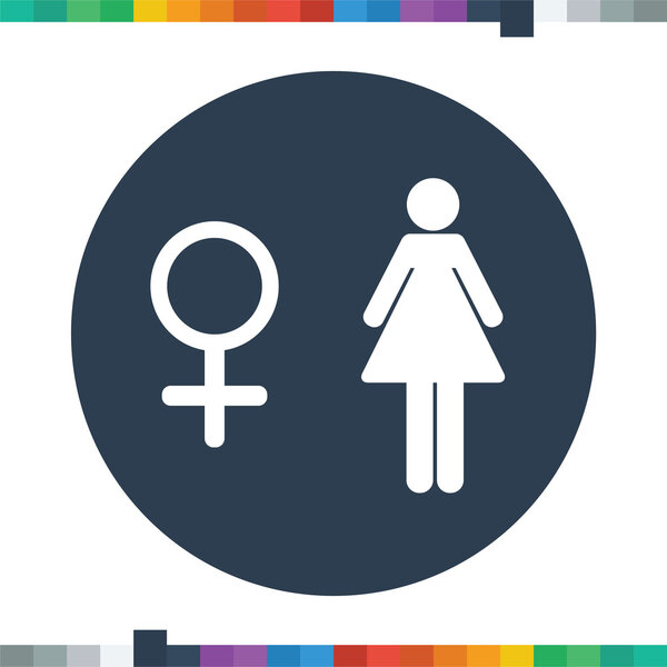 Плоская женская фигура и символ символа в круге
.