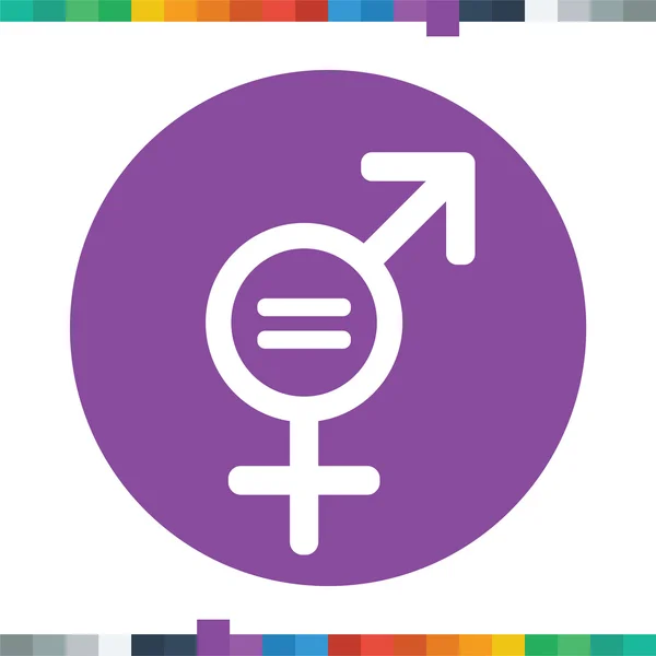 Icono de igualdad de género plana con un signo igual en un círculo . — Vector de stock