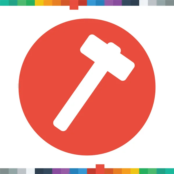 Flat hammer icon in a circle. — Stock Vector