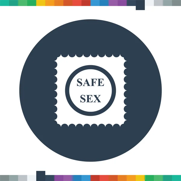 Condom icon with the words safe sex. — Stock Vector