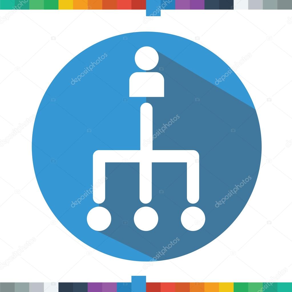 Flat outsourcing icon in a circle with a long shadow.