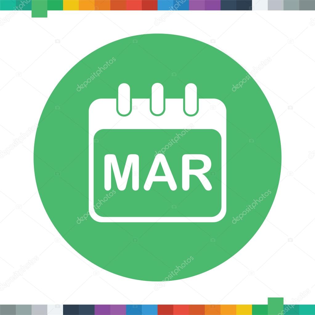 Flat calendar icon, month of march.