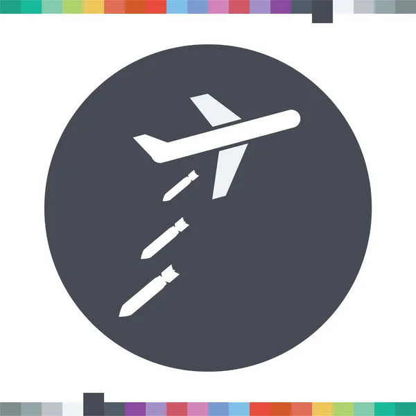 Avión lanzando bombas icono . — Vector de stock