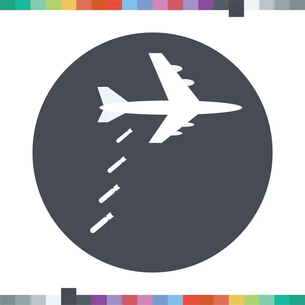 Avión lanzando bombas icono . — Vector de stock