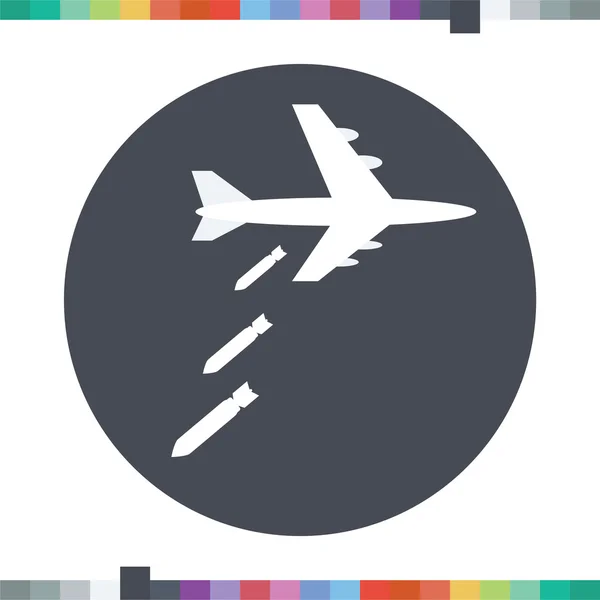 Avión lanzando bombas icono . — Vector de stock