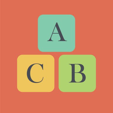 Harf Abc vektör ile üç kareler.