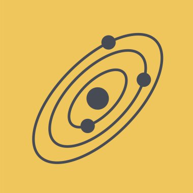 Bir yıldız simgesi etrafında dönen gezegenler.