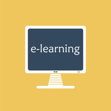 e-öğrenme simgesi. Bilgisayar kelime e-Learning.