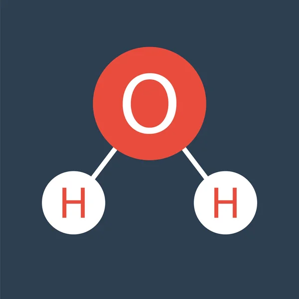 Icono de molécula plana, molécula H2O, molécula de agua . — Archivo Imágenes Vectoriales