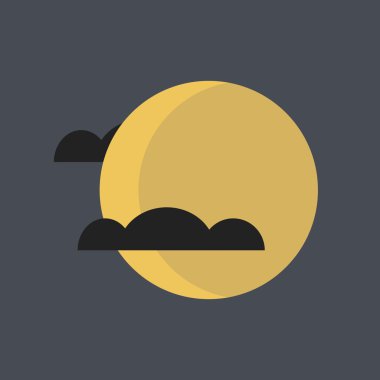 Bulutlar simgesi olan dolunay. Cadılar Bayramı simgesi.