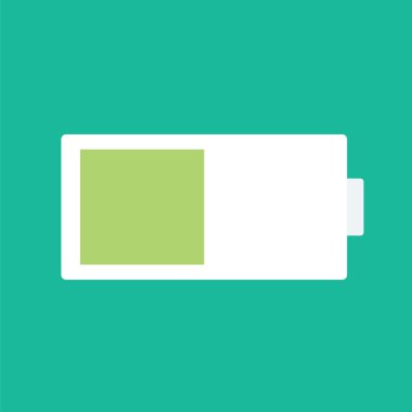 Yarım tam pil simgesi.