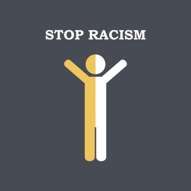 Stop racism icon. Stick figure split in two representing race eq clipart
