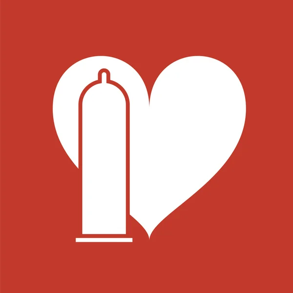 Condoom met een hart pictogram. Veilige liefde pictogram. — Stockvector