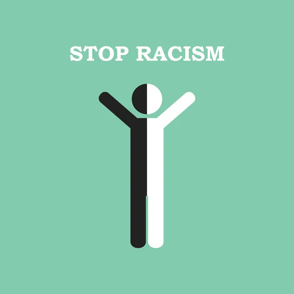 Stop racism icon. Stick figure split in two representing race eq — Stock Vector