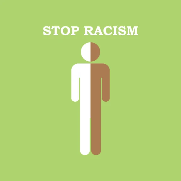 Stop racisme pictogram. Stok figuur splitsen in twee vertegenwoordigen race eq — Stockvector