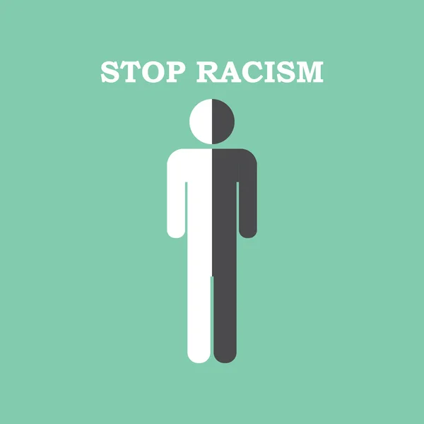 Stop rasismu ikonu. Panáček rozdělen na dvě představující rasu ekvalizér — Stockový vektor