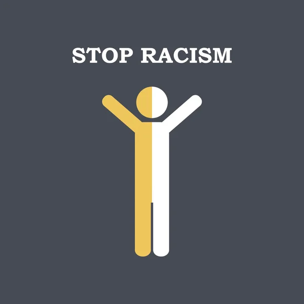 Ferma l'icona del razzismo. Figura bastone divisa in due che rappresentano gara eq Grafiche Vettoriali