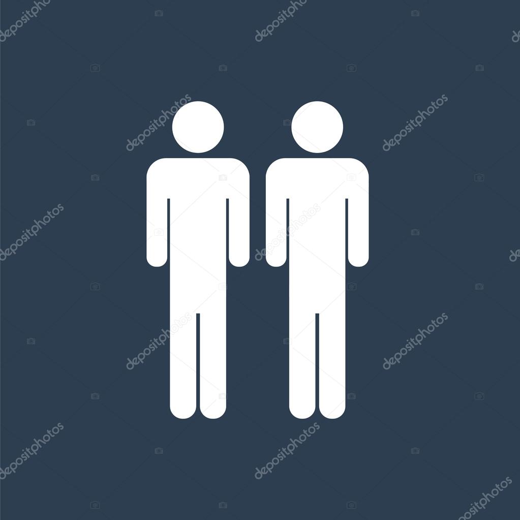 Two male stick figures standing beside each other, gay icon. Fri