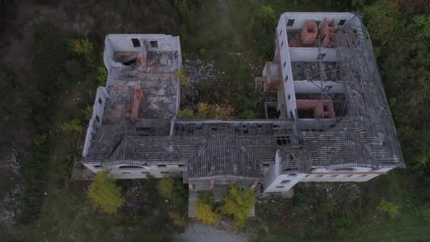 Vue Aérienne Grande Maison Abandonnée Dans Forêt Construction Maison Jamais — Video