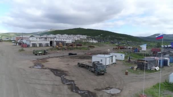 View Abandoned Village Located Hills Two Storey Houses One Storey — Stock Video