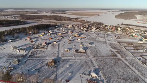 Vue Aérienne Village Chalets Hiver Plupart Des Maisons Sont Encore — Video