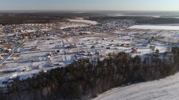 Flygvisning Vinterstugbyn Flesta Husen Håller Fortfarande Att Byggas Men Vissa — Stockvideo