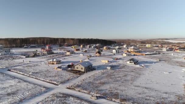 Vue Aérienne Des Maisons Construction Dans Village Chalets Hiver Des — Video