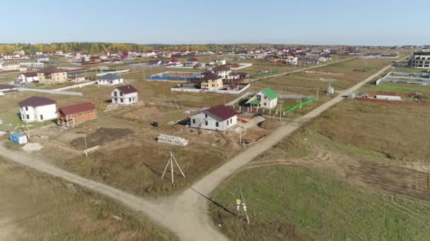 Vista Aérea Canteiro Obras Com Inacabado Casa Eficiente Energia Moderna — Vídeo de Stock