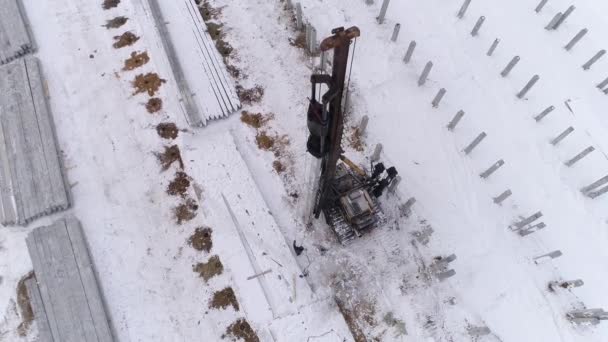 Góry Dół Widok Lotu Ptaka Maszynę Robienia Kupy Podczas Pracy — Wideo stockowe