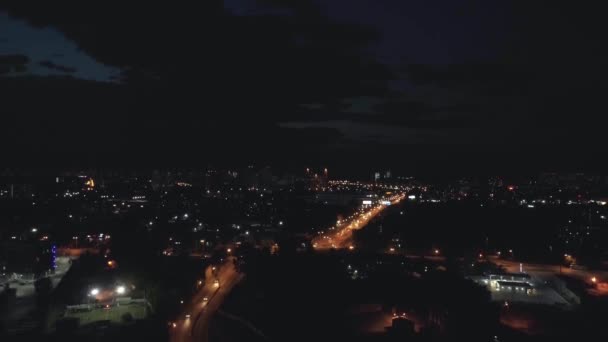 Vue Aérienne Des Rues Ville Nuit Avec Des Bâtiments Bas — Video