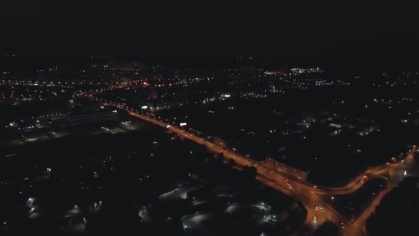 Vue Aérienne Des Rues Ville Nuit Avec Des Bâtiments Bas — Video