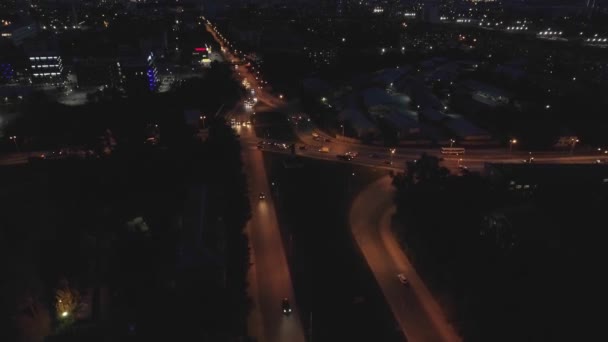 Vue Aérienne Des Rues Ville Nuit Avec Des Bâtiments Bas — Video