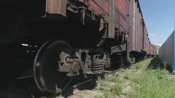 Freight Train Stopped Industrial Zone View Train Going Distance — Stock Video