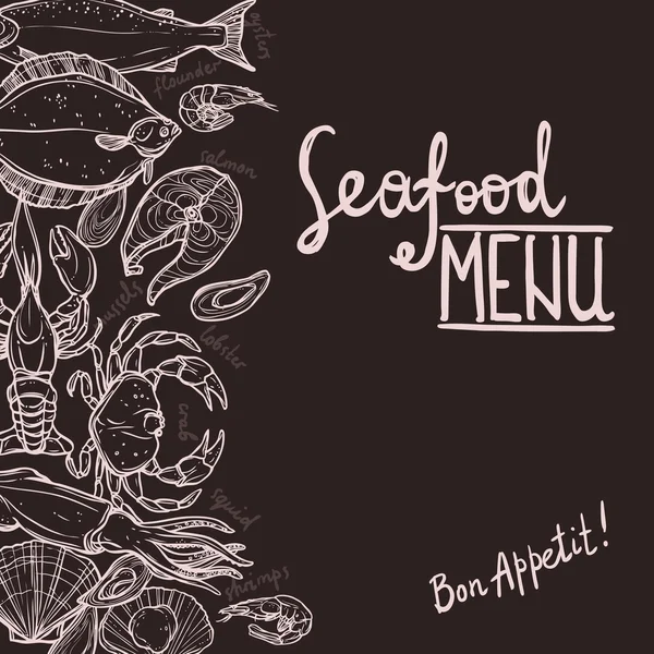 Hand Drawn Seafood Menu — Stock Illustration Hand Drawn Seafood Menu Vector Graphics