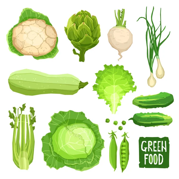 Set of fresh green vegetables — Stock Illustration Set of fresh green vegetables Royalty Free Stock Vectors